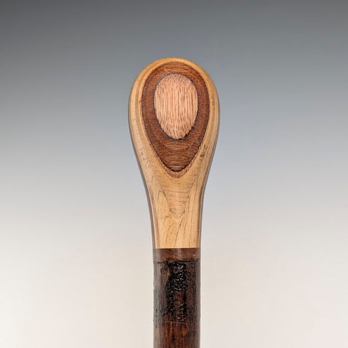 Vintage brown shaft rondelle handle walking stick 93cm